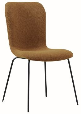 Oliver Tan Dining Chair, Velvet Fabric Upholstered with Black Metal Legs (Set of 4)