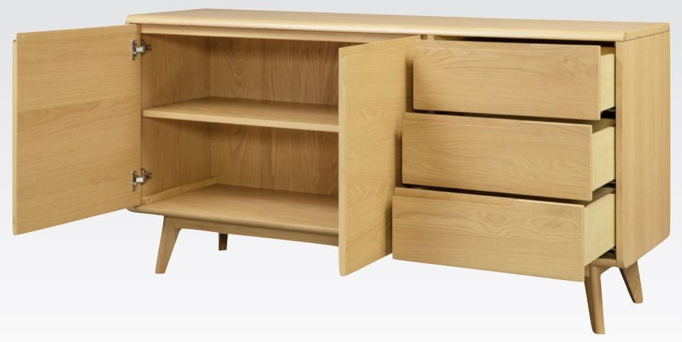 Carrington Scandinavian Style Oak Compact Sideboard, 81cm with 2 Doors 3 Drawers