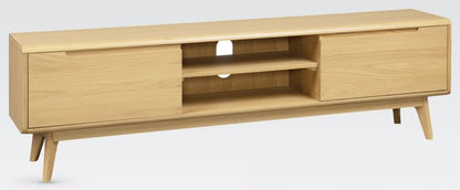 Carrington Scandinavian Style Oak Large TV Unit, 180cm L with Storage for Television Upto 70inch Plasma