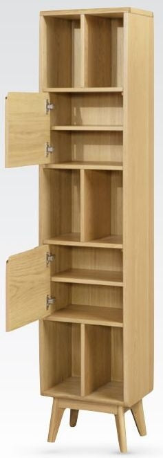 Carrington Scandinavian Style Oak Narrow Bookcase, 180cm