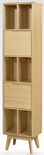 Carrington Scandinavian Style Oak Narrow Bookcase, 180cm