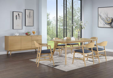 Carrington Scandinavian Style Oak Dining Table, 180cm 6 to 8 Seater Diners Rectangular Top