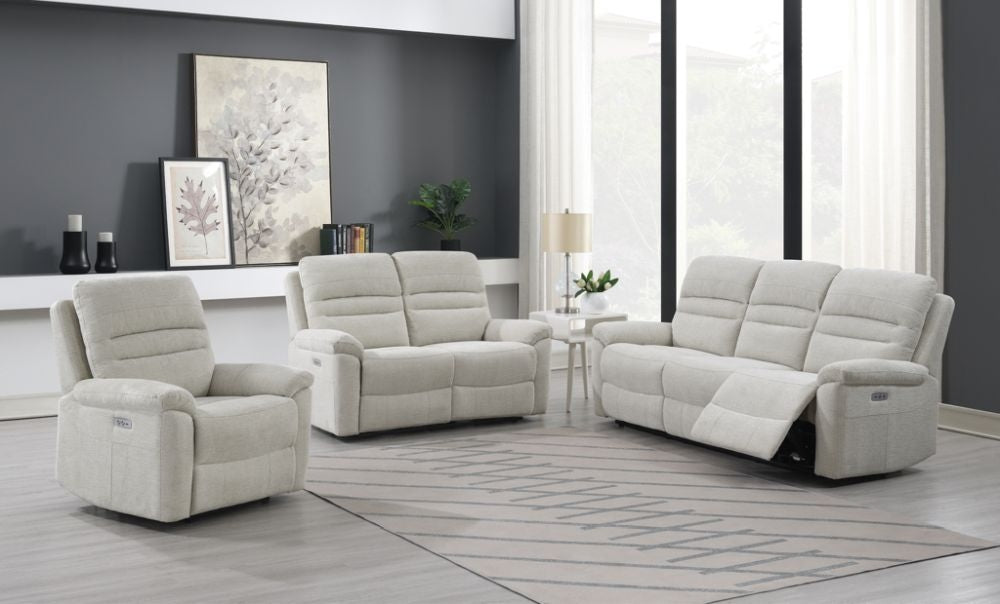 Belford Beige Fabric 3+2 Recliner Sofa Set Upholstered