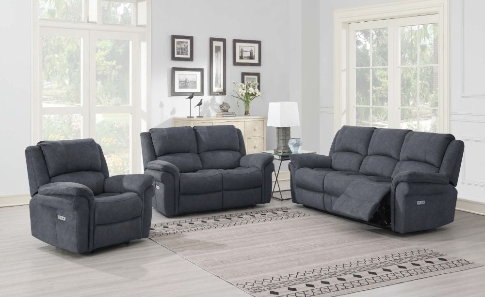 Wentworth Grey 2 Seater Recliner Sofa, Velvet Fabric Upholstered