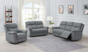 Faringdon Grey 2 Seater Recliner Sofa, Velvet Fabric Upholstered