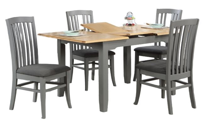 Rossmore Grey Painted Dining Table, 120cm Seats 4 Diners Butterfly Extending Rectangular Top