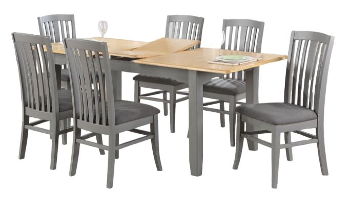 Rossmore Grey Painted Dining Table, 160cm Seats 4 to 6 Diners Butterfly Extending Rectangular Top