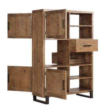 Pembroke Rustic Pine Medium Display Unit with Black Metal Legs