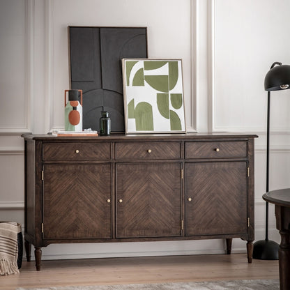 Madison Dark Coffee Wooden 170cm Large Sideboard - 3 Doors