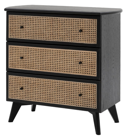 Skylar Black Rattan 3 Drawer Small Chest