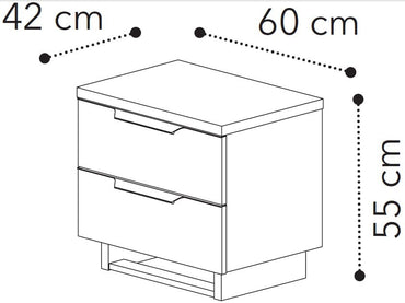 Camel Smart Night White Italian 2 Drawer Mini Bedside Cabinet