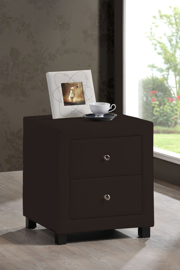 Time Living Chelsea Brown Faux Leather 2 Drawer Bedside Cabinet