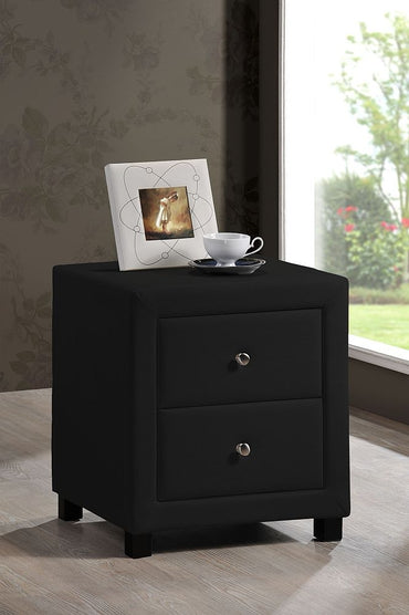 Time Living Chelsea Black Faux Leather 2 Drawer Bedside Cabinet