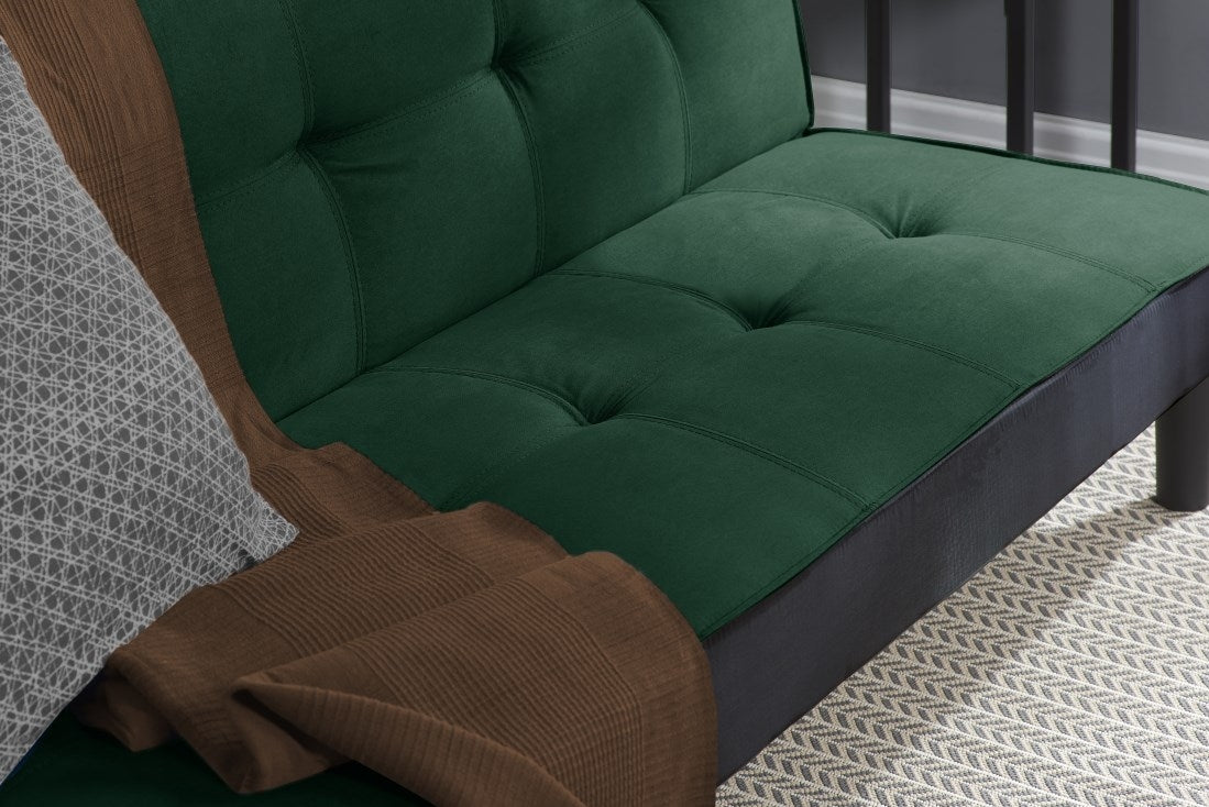 Aurora Green Velvet Fabric Click Clack Sofabed