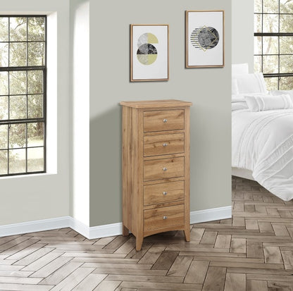 Hampstead Rustic Oak Effect Tall 5 Drawer Chest