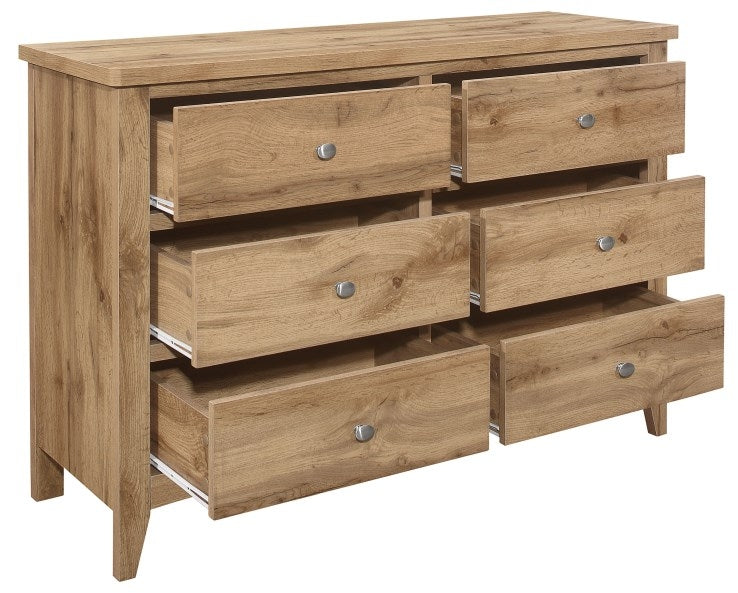 Hampstead Rustic Oak Effect 6 Drawer Chest