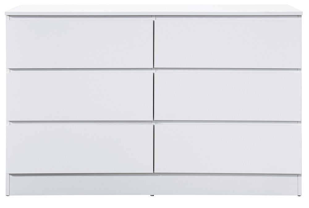 Oslo White 6 Drawer Wide Chest