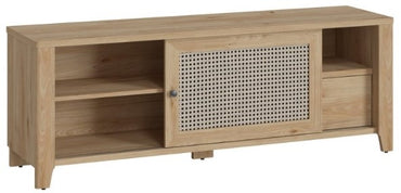 Cestino 1 Door 1 Drawer TV Unit in Jackson Hickory Oak and Rattan Effect