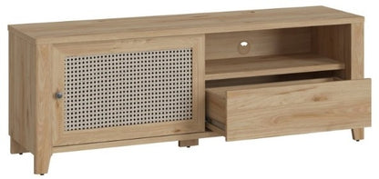 Cestino 1 Door 1 Drawer TV Unit in Jackson Hickory Oak and Rattan Effect