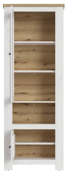 Celesto 2 Door Display Cabinet in White and Oak