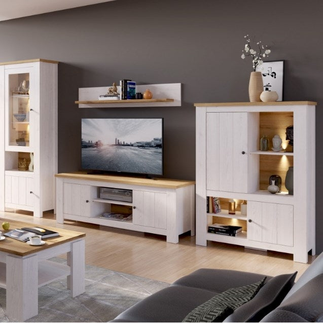 Celesto 2 Door TV Unit in White and Oak