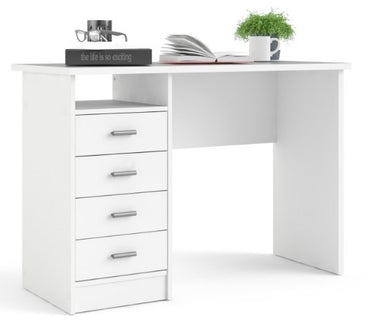 Function Plus 4 Drawer Desk in White