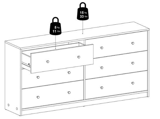 May Chest of 6 Drawer in White