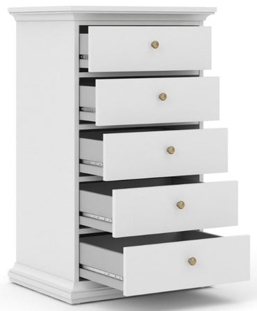 Paris 5 Drawer Chest in White