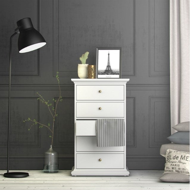 Paris 5 Drawer Chest in White