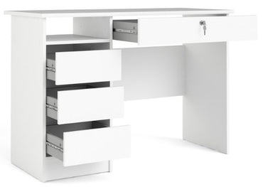 Function Plus Desk 3+1 Handle Free Drawer in White