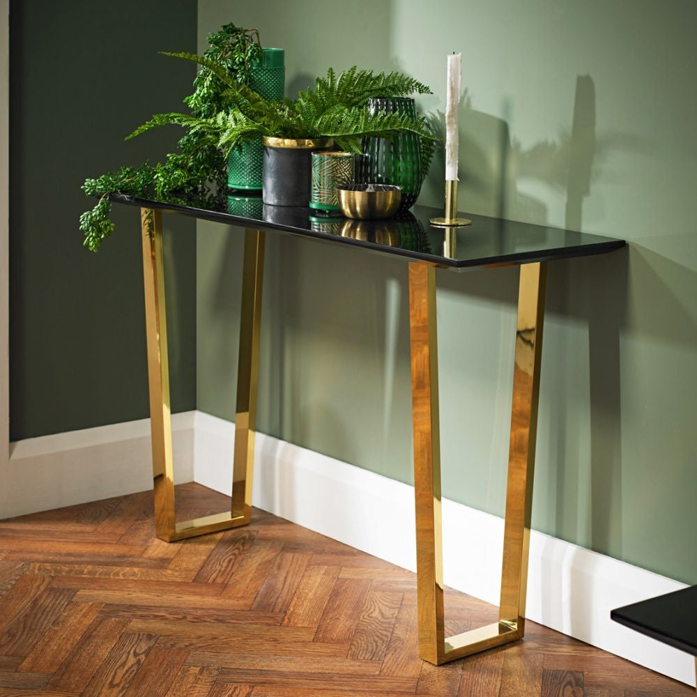 Antibes Black and Gold Console Table