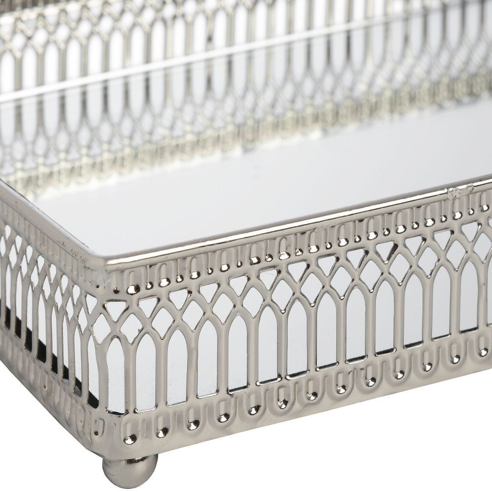 Set of 2 Rectangular Nickel Plated Tray