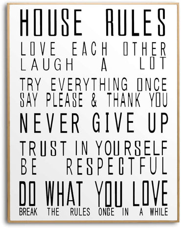 Large Glass House Rules Wall Art