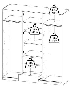 Naia Wardrobe with 2 Sliding Door 1 Door 3 Drawer in Hickory Oak