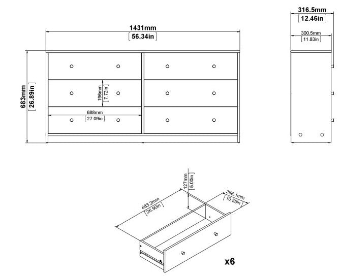 May Chest of 6 Drawer in Jackson Hickory Oak