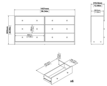 May Chest of 6 Drawer in Jackson Hickory Oak