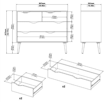 Oslo Chest of 4 Drawer in Black and Oak