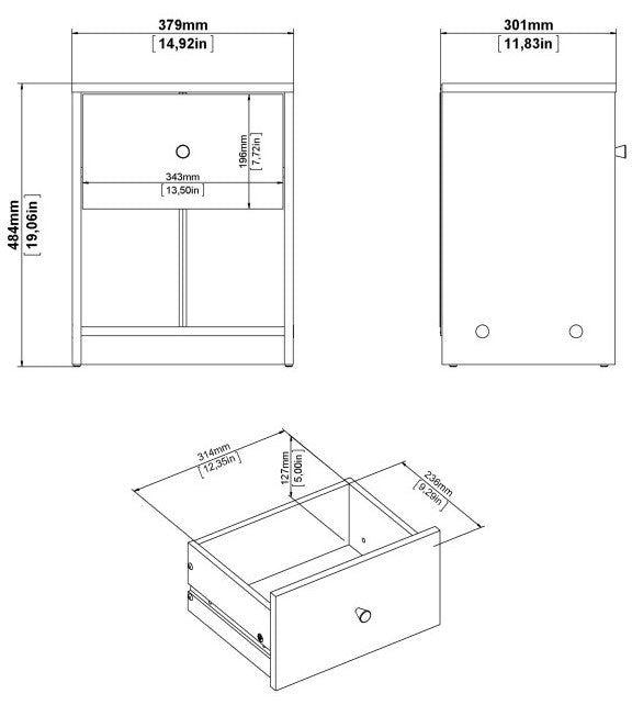 May Bedside 1 Drawer in Jackson Hickory Oak