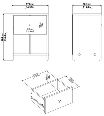 May Bedside 1 Drawer in Jackson Hickory Oak