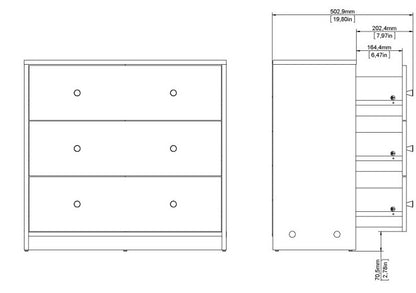 May Jackson Hickory Oak Chest of 3 Drawer