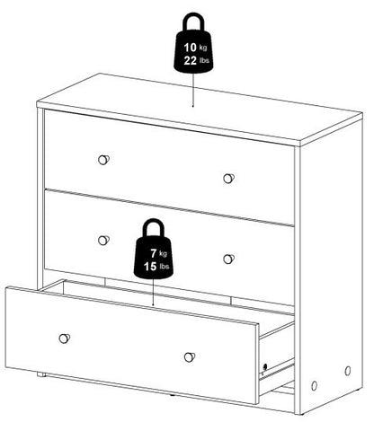 May Jackson Hickory Oak Chest of 3 Drawer