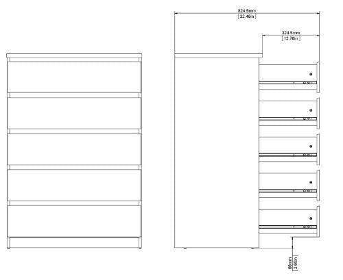 Naia Chest of 5 Drawer Hickory Oak