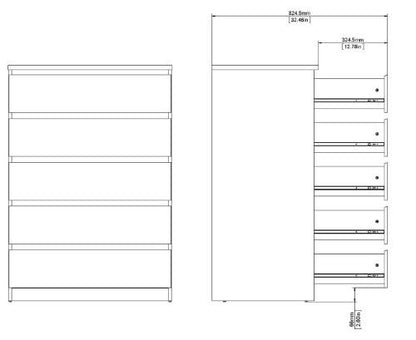 Naia Chest of 5 Drawer Hickory Oak