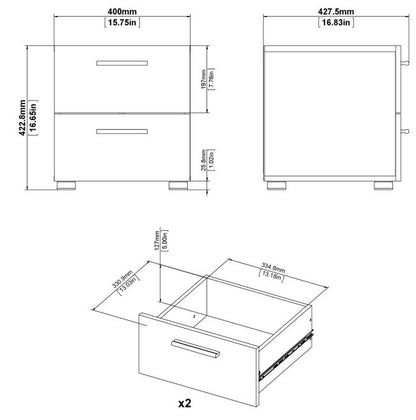 Pepe Bedside 2 Drawer in Oak