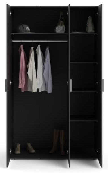 Pepe Wardrobe with 3 Door in Black