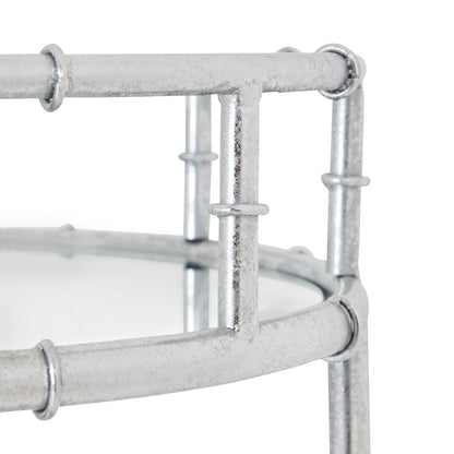 Glass Top Silver Round Drink Trolley