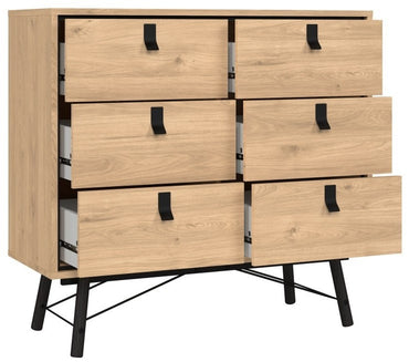 Ry Small Double Chest of Drawer 6 Drawer in Jackson Hickory Oak