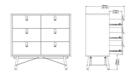 Ry Small Double Chest of Drawer 6 Drawer in Jackson Hickory Oak