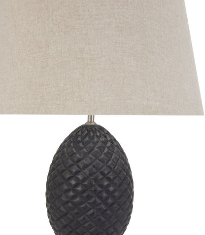 Delaney Grey Pineapple Lamp with Linen Shade