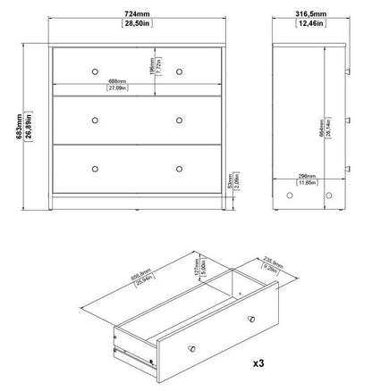 May Black Chest of 3 Drawer